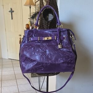 Borse In Pelle Elegant Purple Embossed Leather Handbag